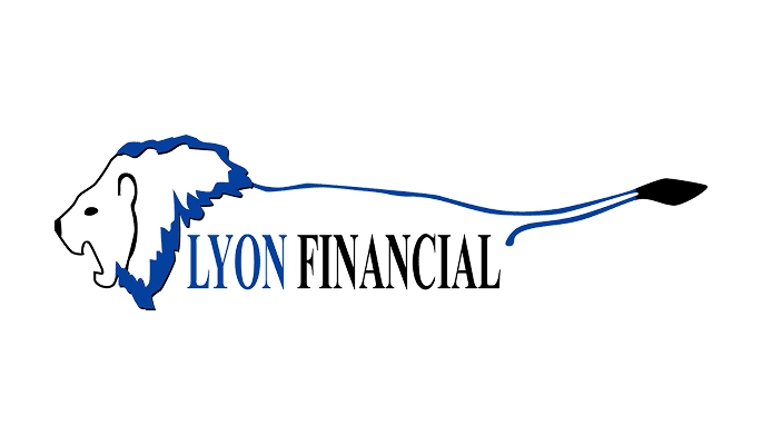 Lion Financial logo featuring a stylized lion's head in gold and blue, symbolizing strength and financial security.